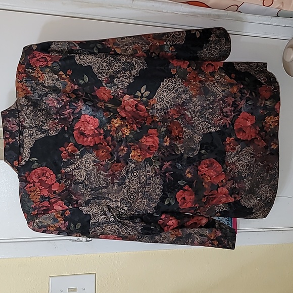 Vintage Blazer Jacket Womens rose print pockets lightweight - Picture 6 of 9